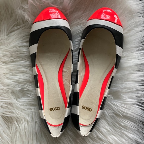 ASOS Black, White, and Neon Pink Ballet Flats - Picture 11 of 13